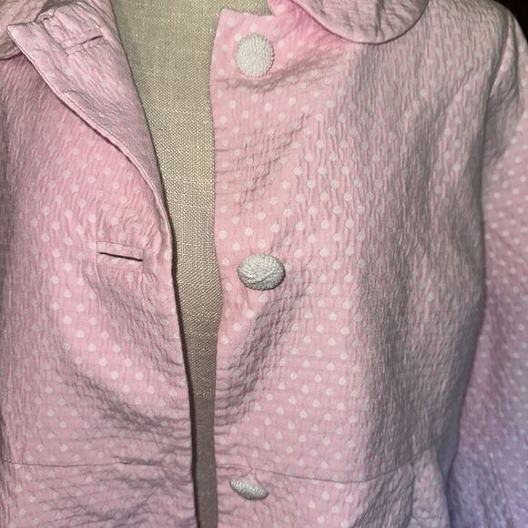 Womens LILLY PULITZER Size 12 Jacket Blazer Preppy Classic Pink Polka dot - Picture 2 of 7